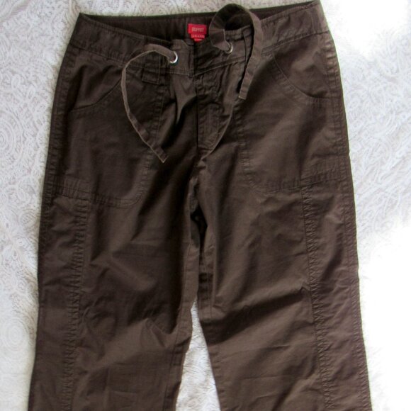 Esprit Women Brown Cargo Pants mid rise wide leg, sz. 8,Cotton - Picture 5 of 5